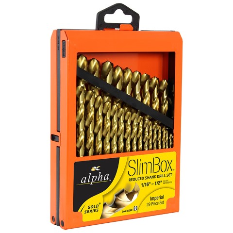 ALPHA 29PCE REDUCED IMPERIAL ALPHA GOLD SERIES DRILL SET 1/16-1/2IN